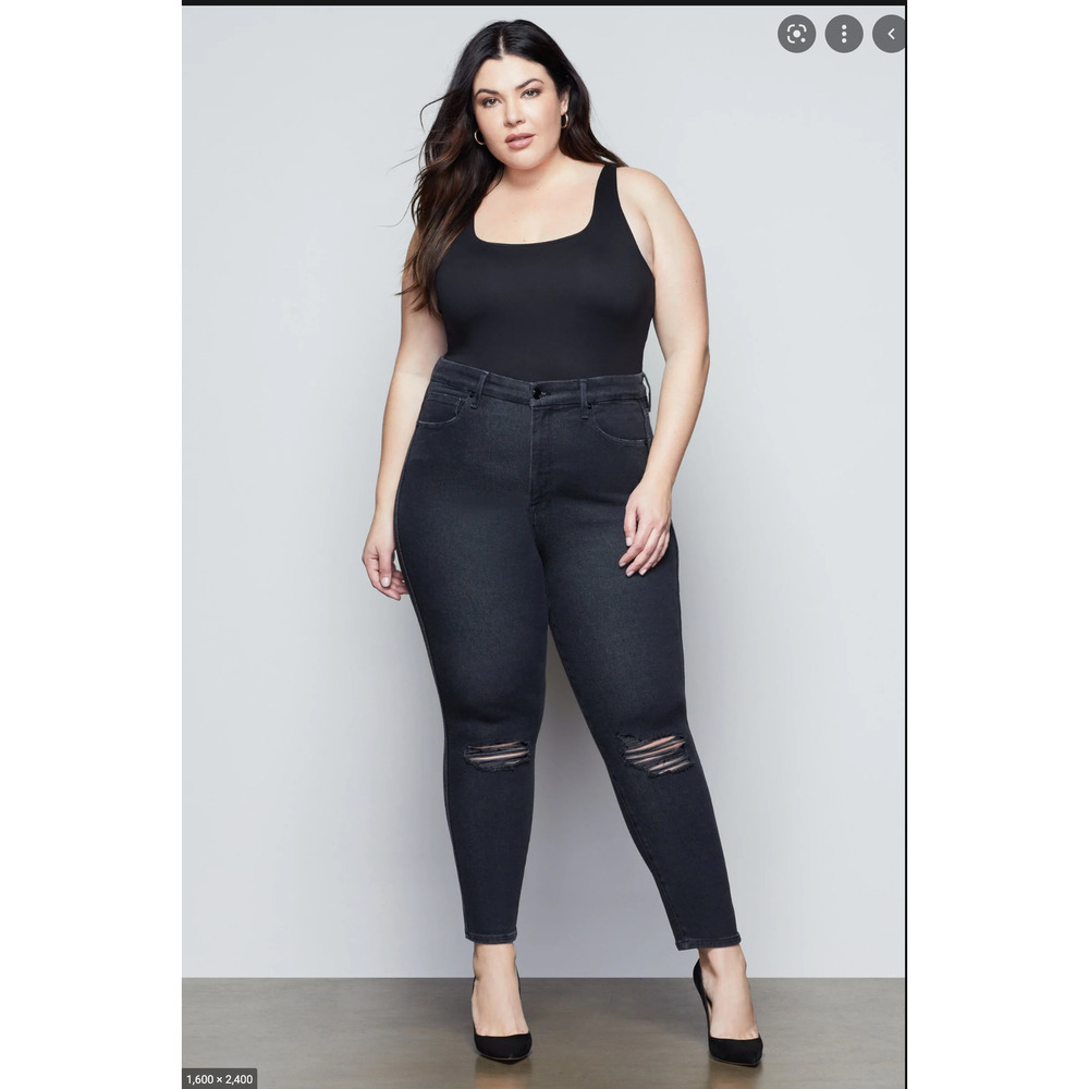Good American Good Curve Skinny Jeans Distressed Black NWT 22 - Picture 1 of 5
